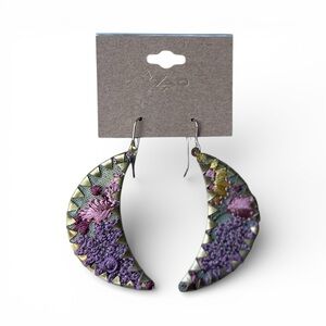 Floral Moon Crescent Earrings